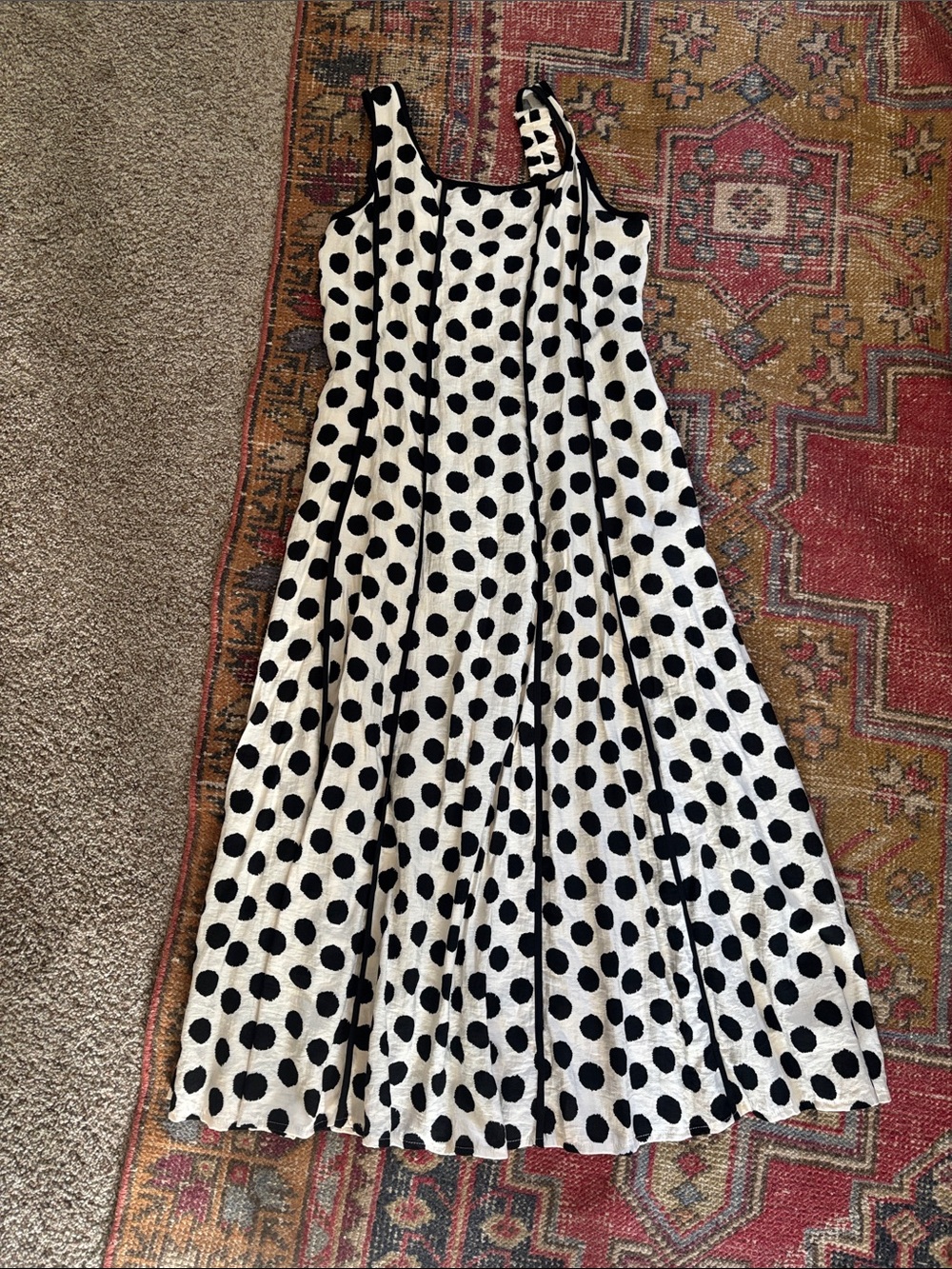 Source Unknown Black & White Polka Dot Maxi Dress